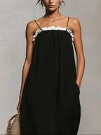 Mirelle™ | Maxi Jurk met Kleurblokken en Spaghettibandjes