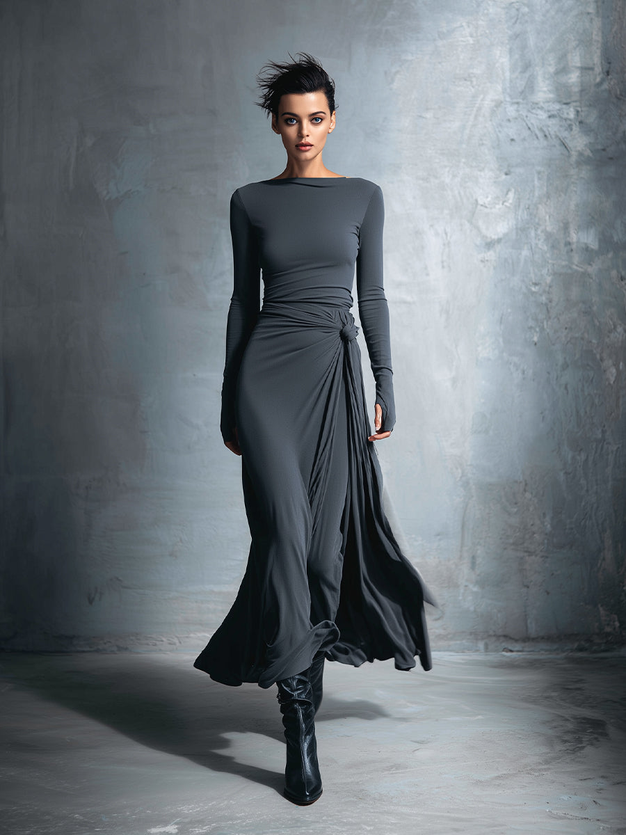Naiara ❘ Maxi-jurk met zijden knoop