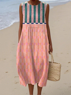 Lily | Gestreepte Pastel Midi Jurk