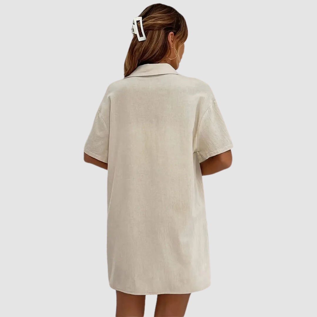 Frances™ Elegante Zomer Twee-delige Set | Korte Mouwen Knop-up Top en Drawstring Shorts