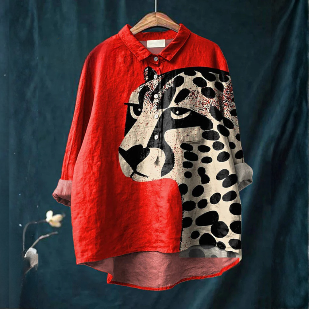 Liora™ | Tijdloze Linnen Blouse met Print