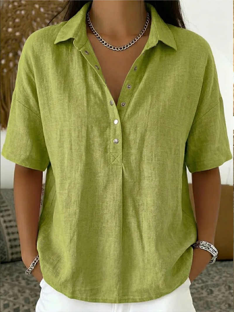 Sonja | Blouse met kraag en knoopdetail (1+1 GRATIS!)