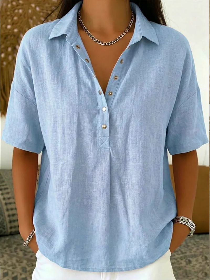 Sonja | Blouse met kraag en knoopdetail (1+1 GRATIS!)