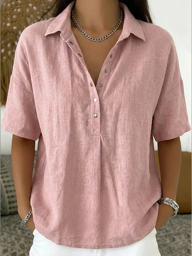 Tessa – Blouse met kraag en knoopdetail