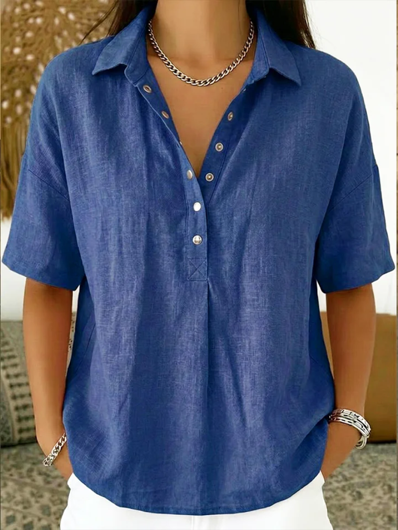 Sonja | Blouse met kraag en knoopdetail (1+1 GRATIS!)