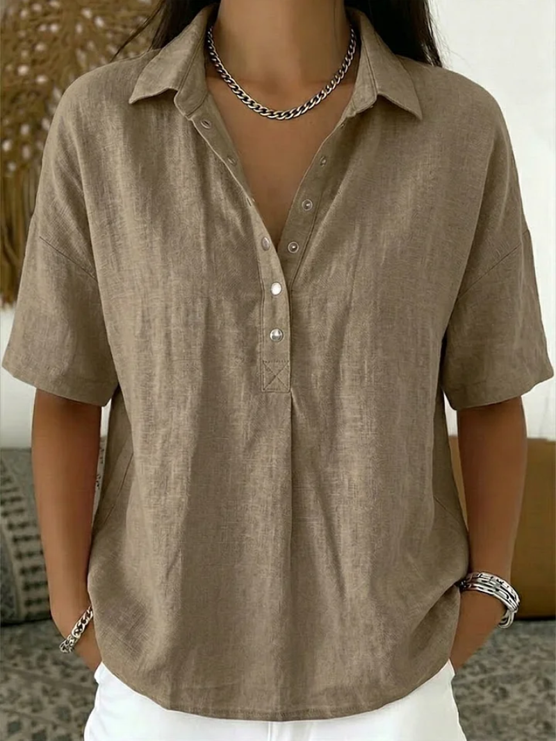 Sonja | Blouse met kraag en knoopdetail (1+1 GRATIS!)