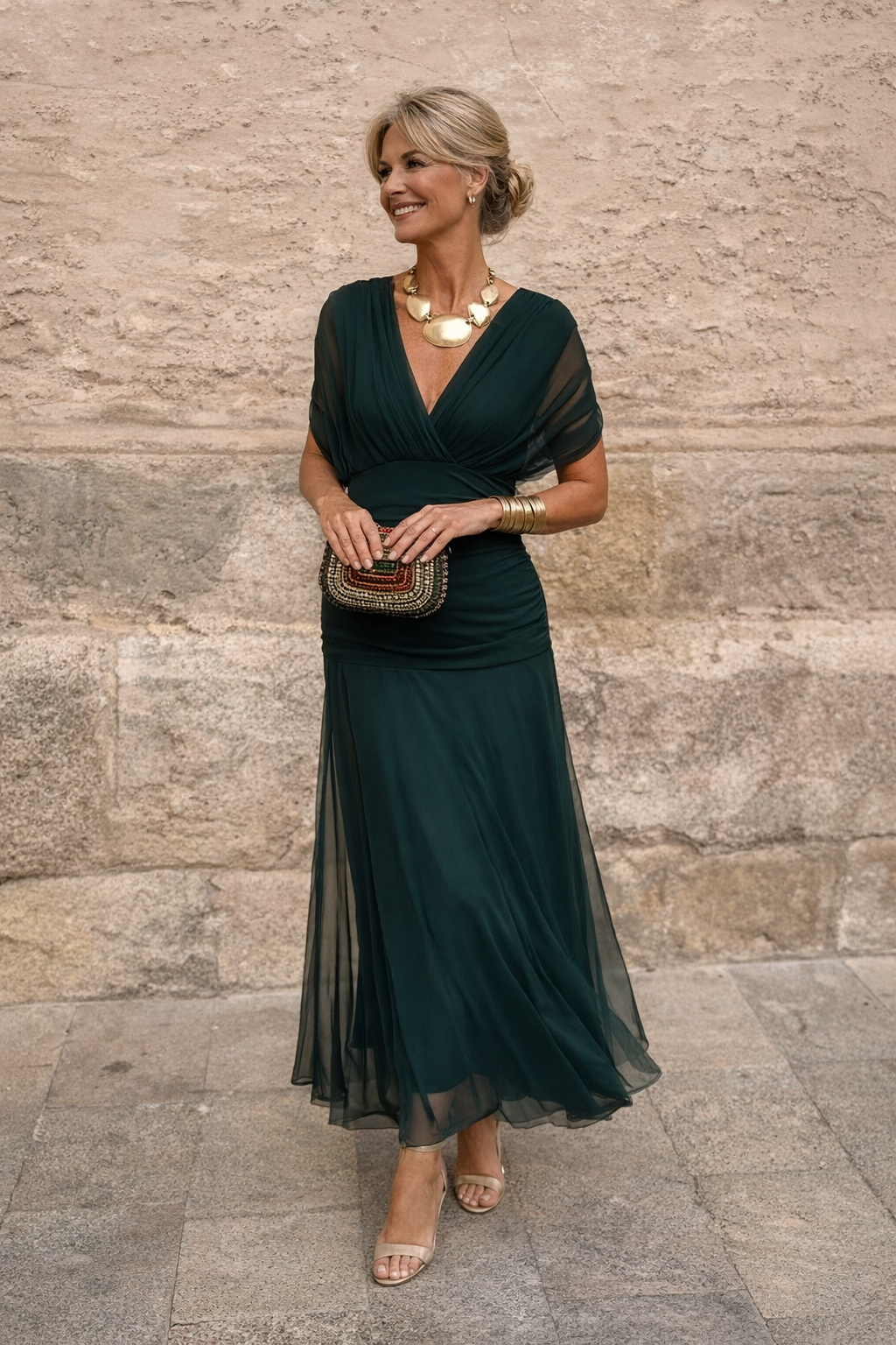 Elegante Maxi Feestjurk met V-hals