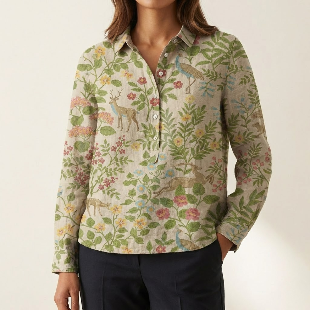 Bianca™ | Tijdloze Linnen Blouse met Print