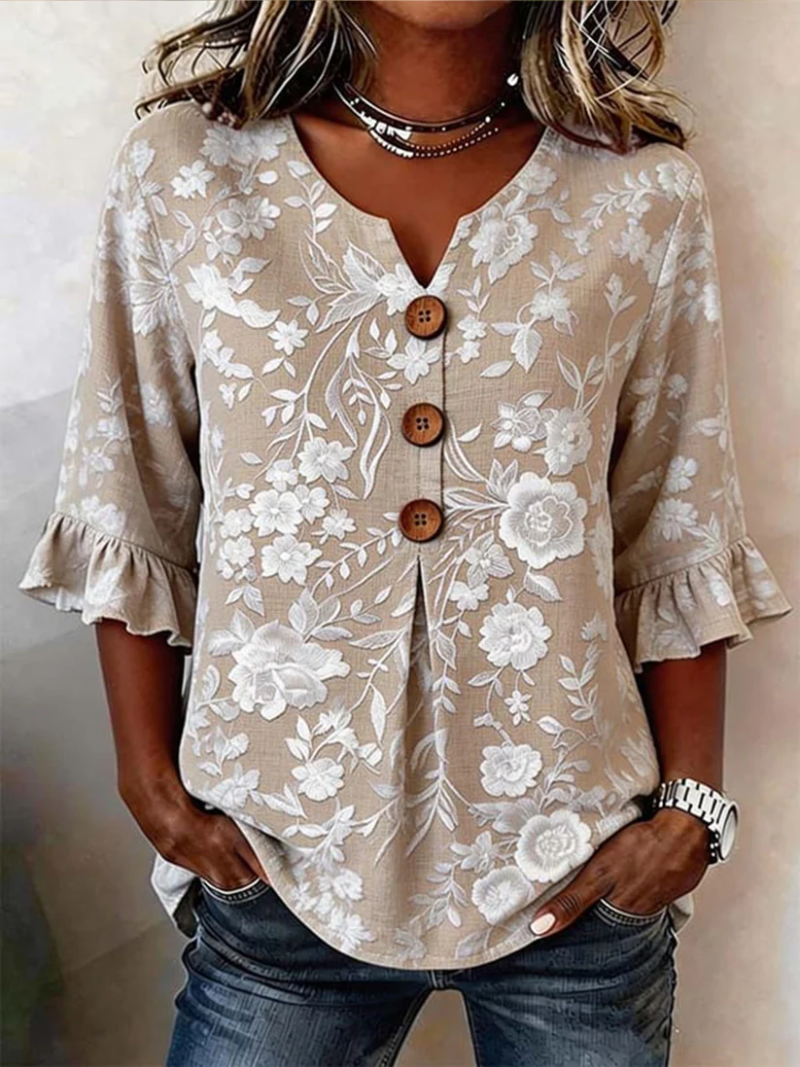 Nora – Blouse met knoopdetail