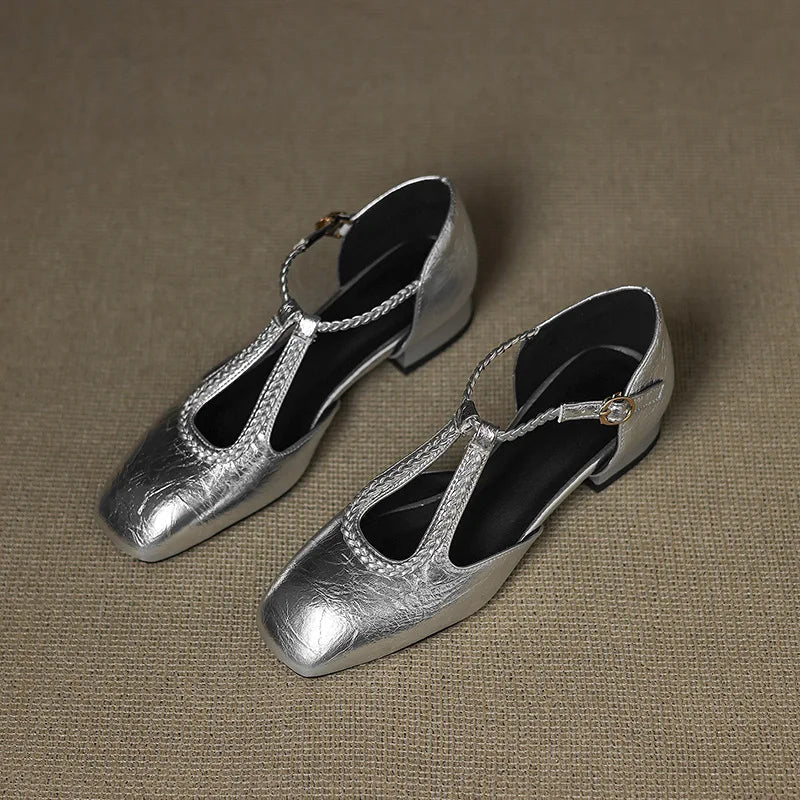 Estelle | Retro Lederen Ballerina's