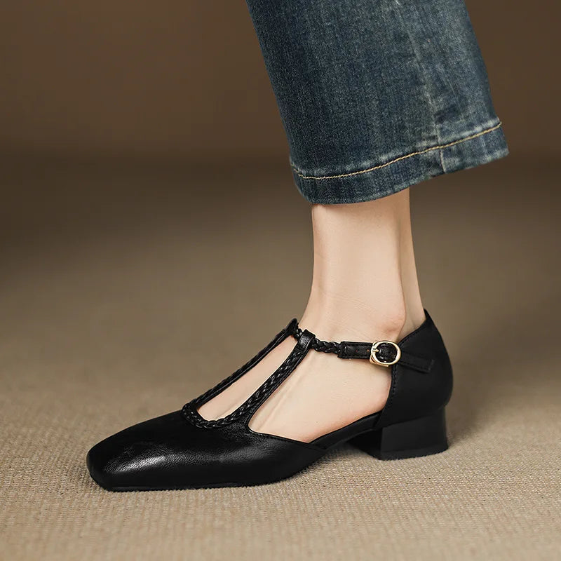 Estelle | Retro Lederen Ballerina's