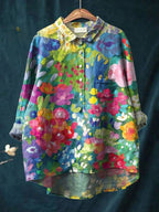 Alessia™ | Tijdloze Linnen Blouse met Patroon