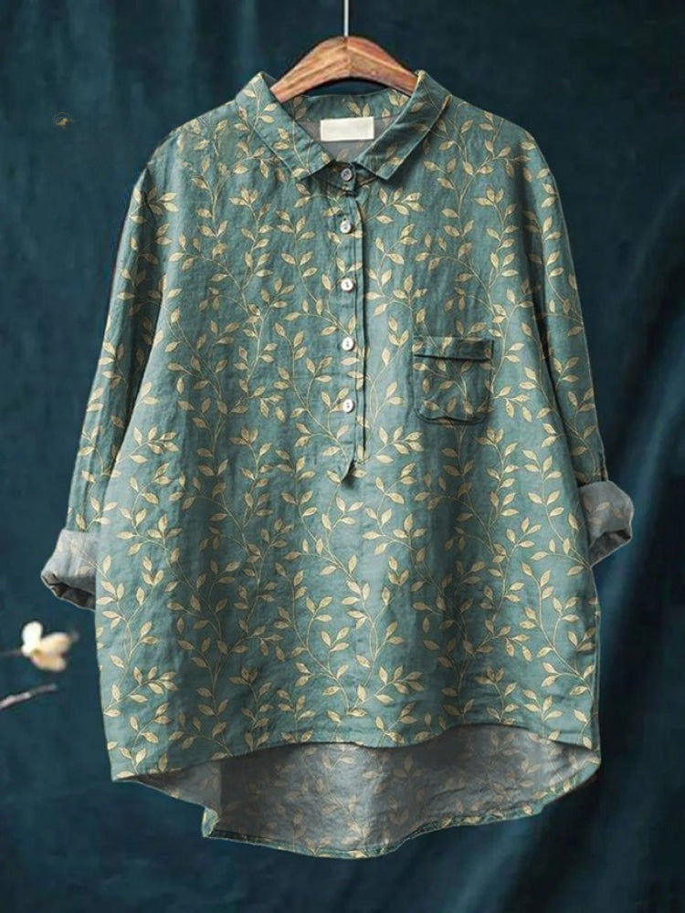 Vivia™ | Tijdloze Linnen Blouse met Print