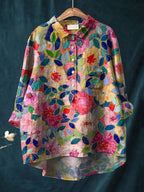 Alessia™ | Tijdloze Linnen Blouse met Patroon