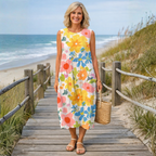 Ella | Pastel Bloemen Midi Jurk