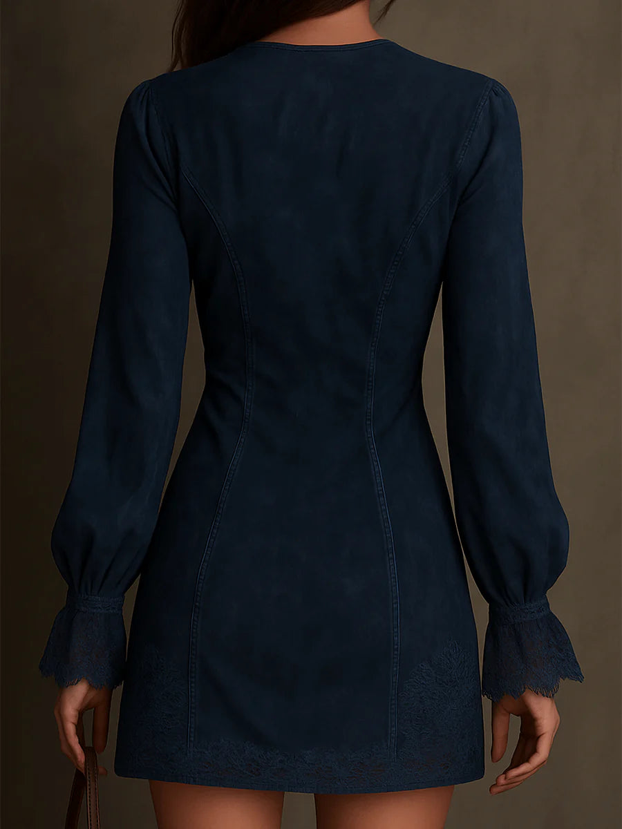 Azulena ❘ Blauwe tuniek met borduursel en rits