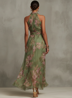 Florine™ | Groene Maxi Jurk met Bloemenprint