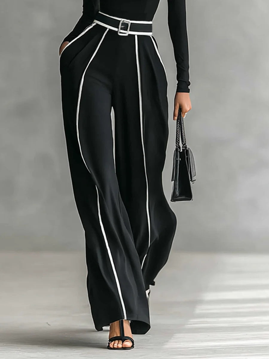 Emma™ | Elegante tweedelige set met hoge kraag en wijde broek