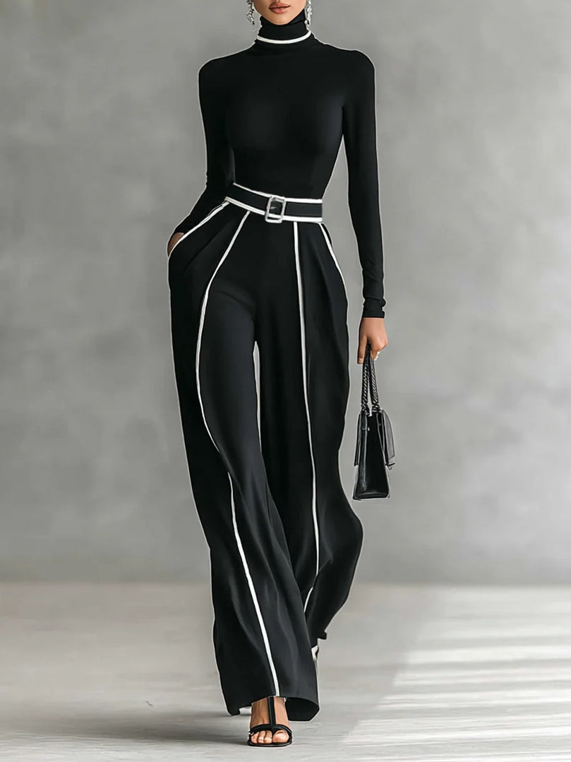 Emma™ | Elegante tweedelige set met hoge kraag en wijde broek