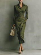 Noëlle™ | Maxi Jurk in Legergroen