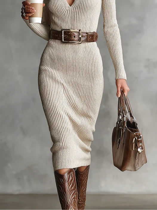 Clara ║ Tricot jurk met hoge hals