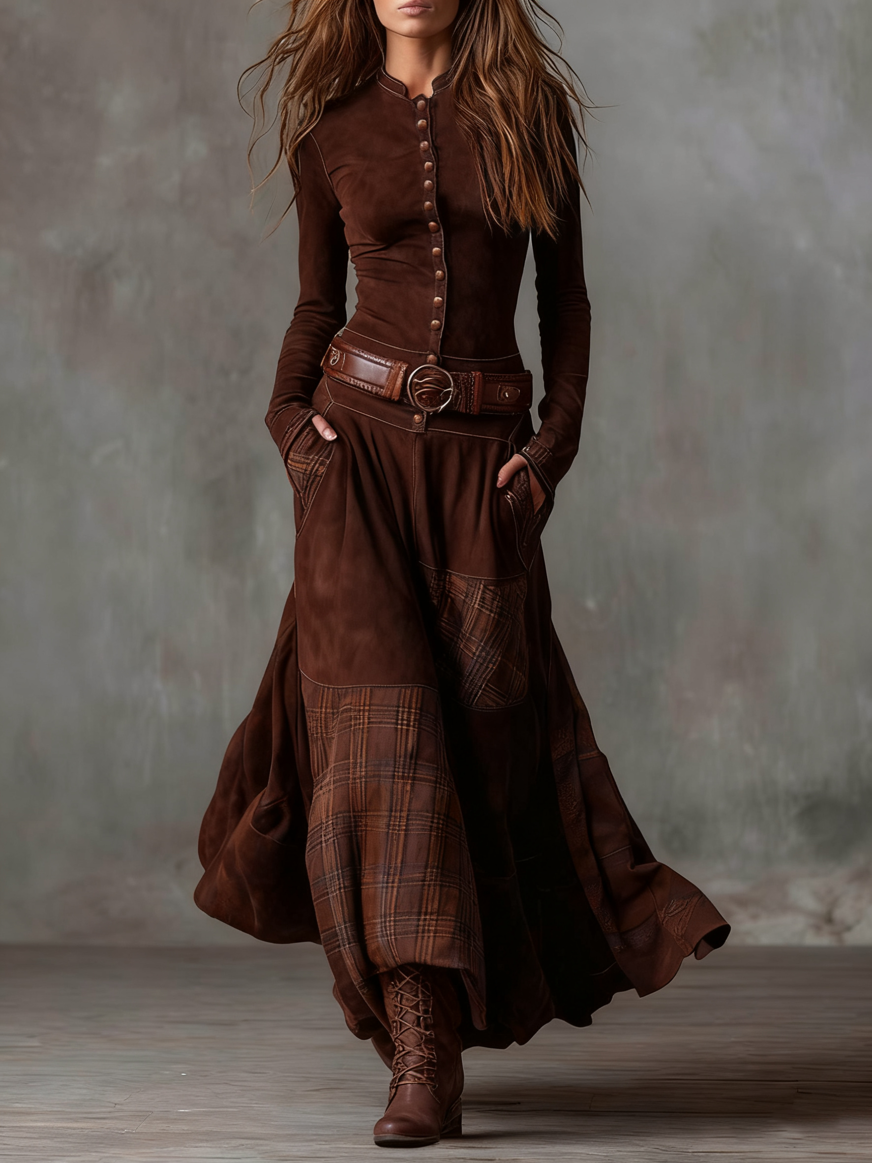 Azucena | Maxi jurk van suede met riem