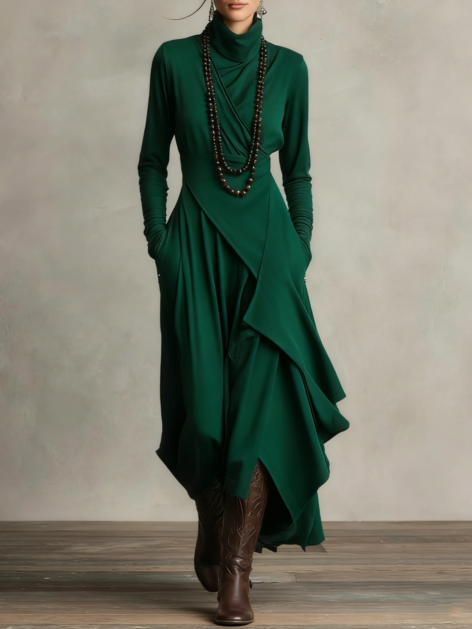 Malva | Maxi Jurk met Hoge Hals