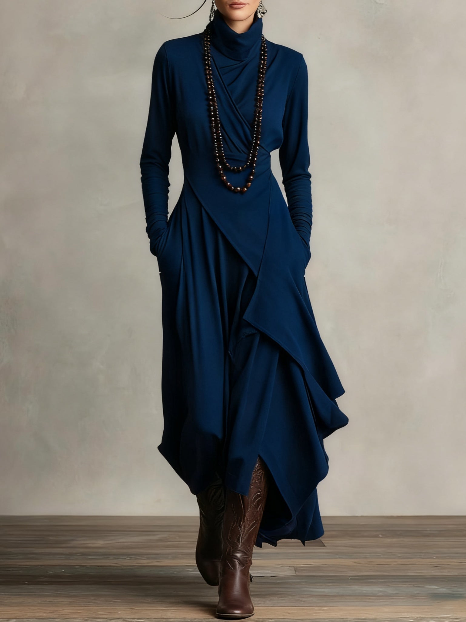 Malva | Maxi Jurk met Hoge Hals