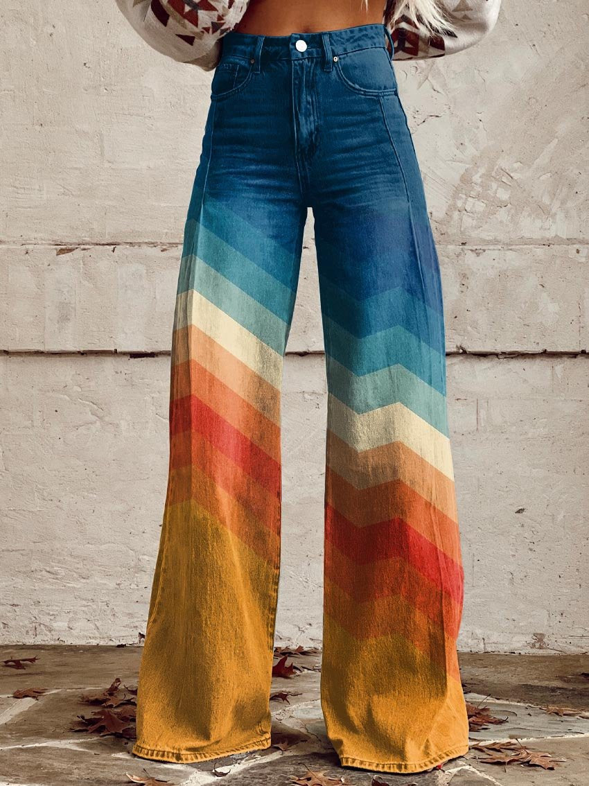 Léa - Retro Zigzag Elegant Broek