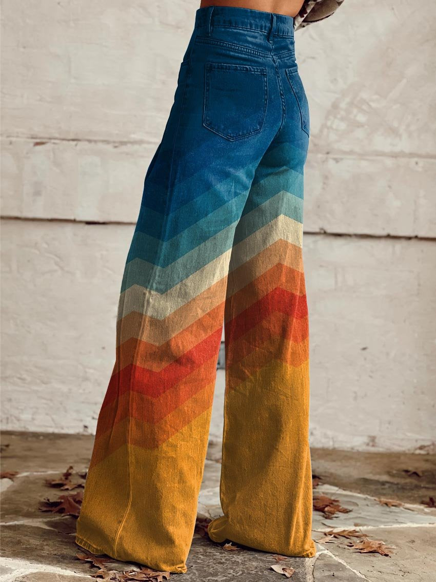 Léa - Retro Zigzag Elegant Broek
